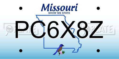 PC6X8Z Missouri License Plate