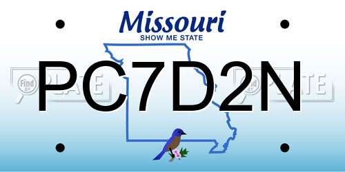 PC7D2N Missouri License Plate