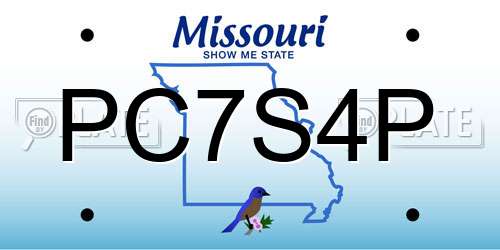 PC7S4P Missouri License Plate