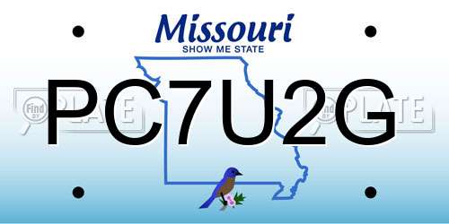 PC7U2G Missouri License Plate
