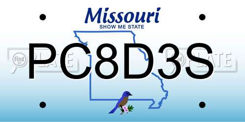 PC8D3S Missouri License Plate