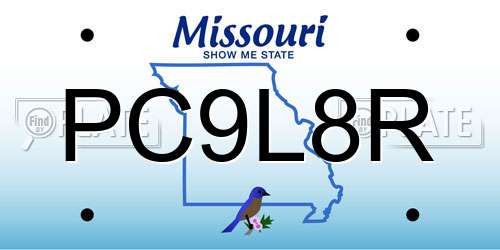 PC9L8R Missouri License Plate