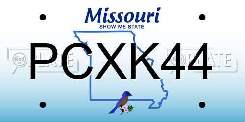 PCXK44 Missouri License Plate