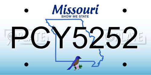 PCY5252 Missouri License Plate