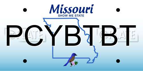 PCYBTBT Missouri License Plate