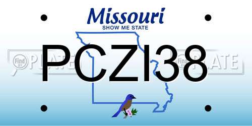PCZI38 Missouri License Plate