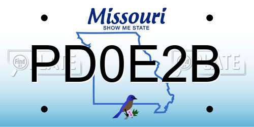 PD0E2B Missouri License Plate