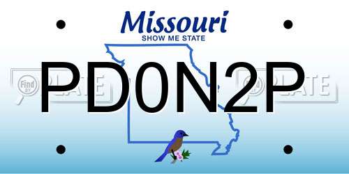 PD0N2P Missouri License Plate