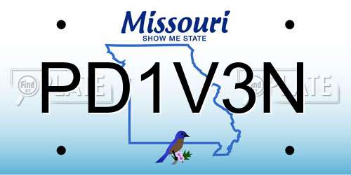 PD1V3N Missouri License Plate
