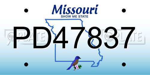 PD47837 Missouri License Plate