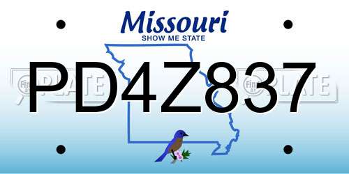 PD4Z837 Missouri License Plate