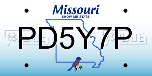 PD5Y7P Missouri License Plate