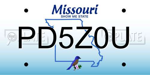 PD5Z0U Missouri License Plate