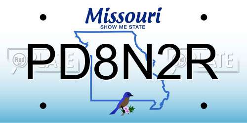 PD8N2R Missouri License Plate