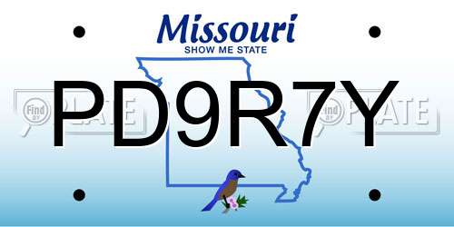 PD9R7Y Missouri License Plate