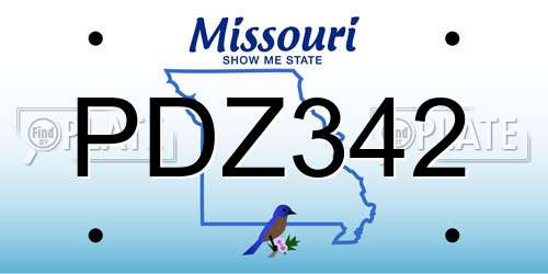 PDZ342 Missouri License Plate