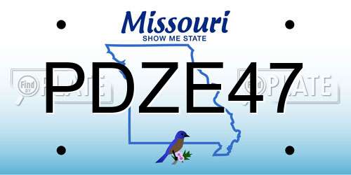 PDZE47 Missouri License Plate