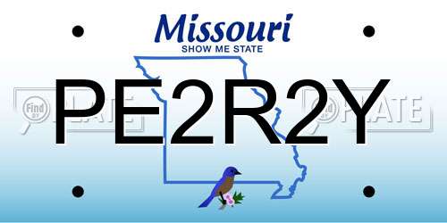 PE2R2Y Missouri License Plate