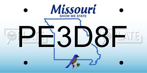 PE3D8F Missouri License Plate
