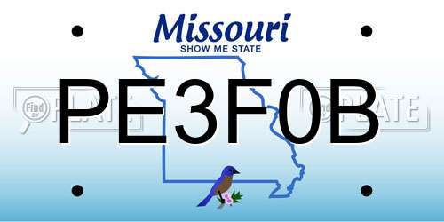 PE3F0B Missouri License Plate
