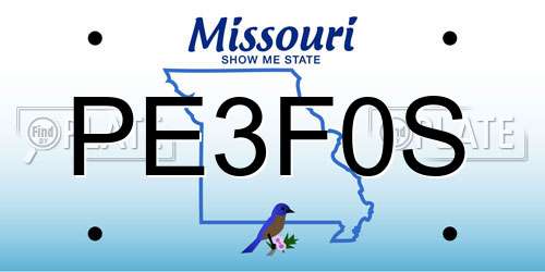 PE3F0S Missouri License Plate