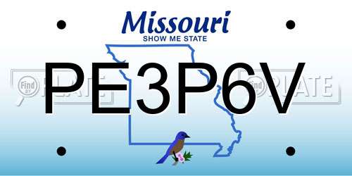 PE3P6V Missouri License Plate