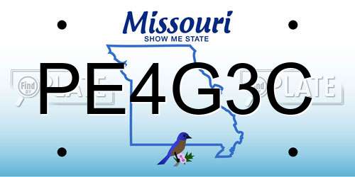 PE4G3C Missouri License Plate
