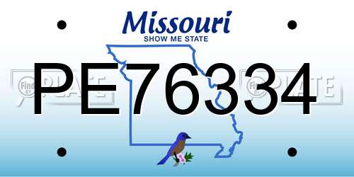 PE76334 Missouri License Plate