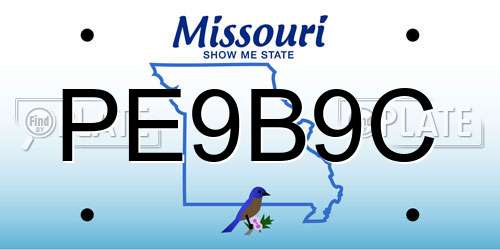 PE9B9C Missouri License Plate