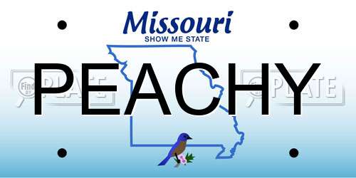 PEACHY Missouri License Plate