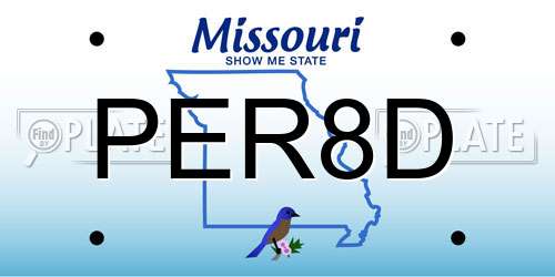 PER8D Missouri License Plate