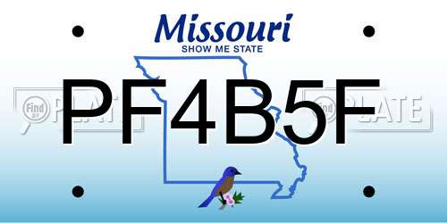 PF4B5F Missouri License Plate