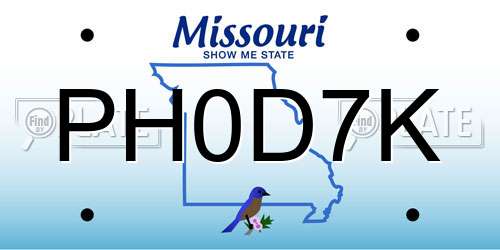 PH0D7K Missouri License Plate
