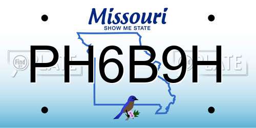 PH6B9H Missouri License Plate