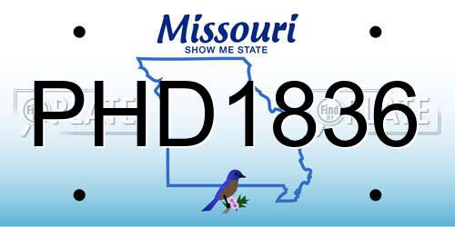 PHD1836 Missouri License Plate