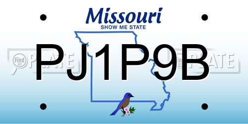 PJ1P9B Missouri License Plate