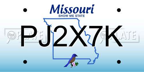 PJ2X7K Missouri License Plate