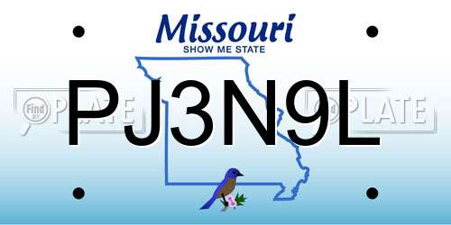 PJ3N9L Missouri License Plate