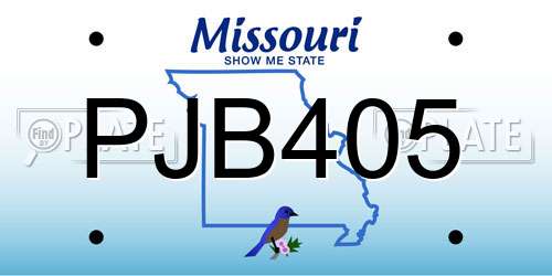 PJB405 Missouri License Plate