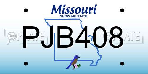 PJB408 Missouri License Plate