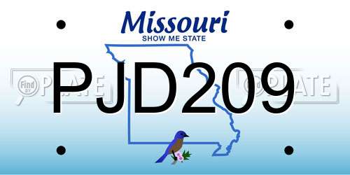 PJD209 Missouri License Plate