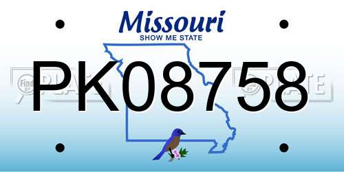 PK08758 Missouri License Plate