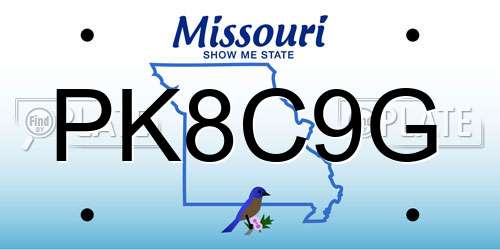 PK8C9G Missouri License Plate