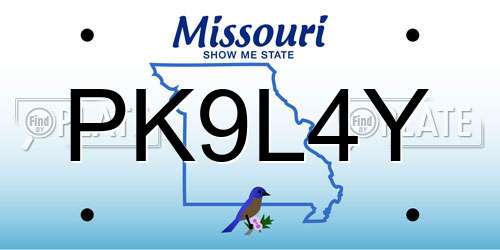 PK9L4Y Missouri License Plate