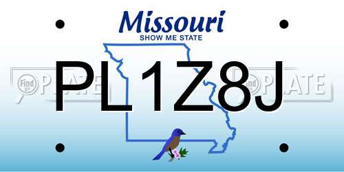 PL1Z8J Missouri License Plate
