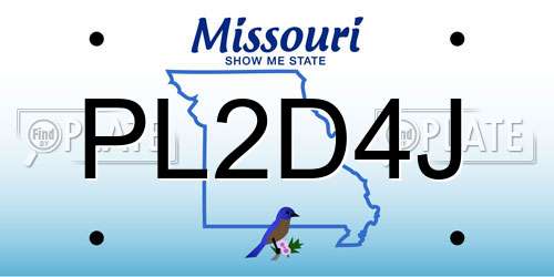 PL2D4J Missouri License Plate