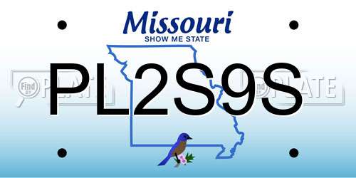 PL2S9S Missouri License Plate