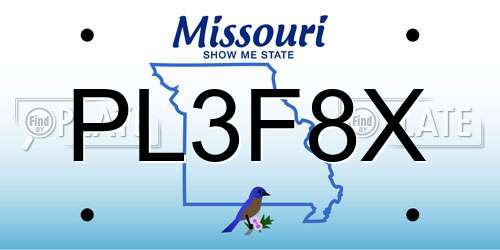 PL3F8X Missouri License Plate