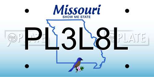 PL3L8L Missouri License Plate