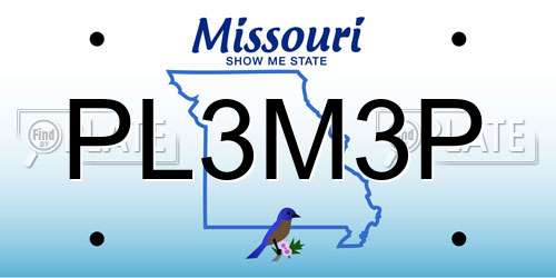 PL3M3P Missouri License Plate